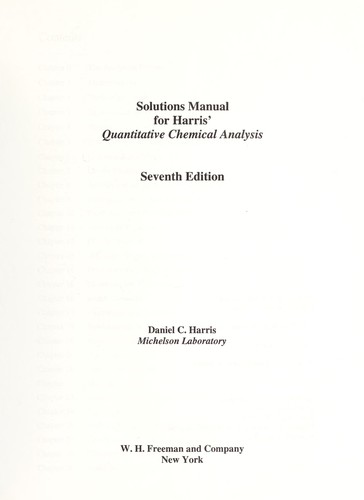Quantitative Analysis Solution Manual Harris 7th